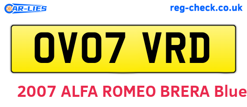 OV07VRD are the vehicle registration plates.