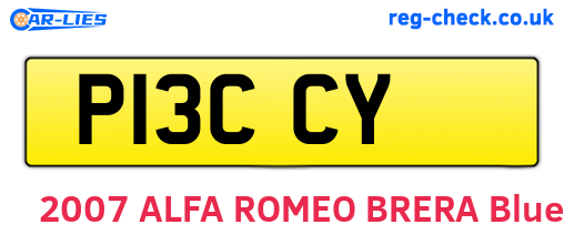 P13CCY are the vehicle registration plates.