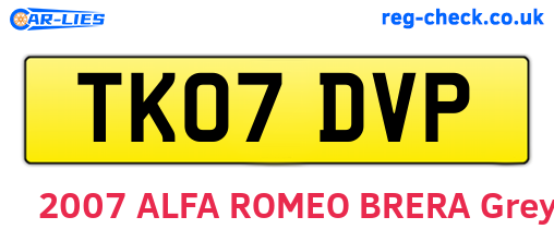 TK07DVP are the vehicle registration plates.