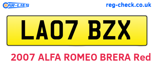 LA07BZX are the vehicle registration plates.