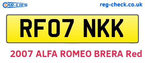 RF07NKK are the vehicle registration plates.