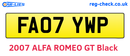 FA07YWP are the vehicle registration plates.