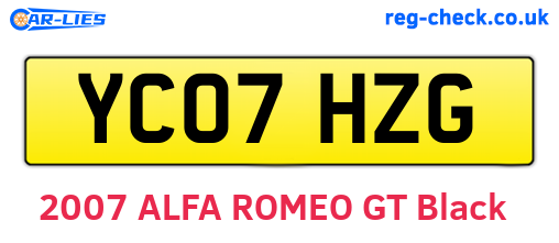 YC07HZG are the vehicle registration plates.