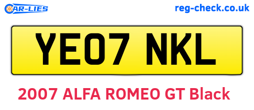 YE07NKL are the vehicle registration plates.