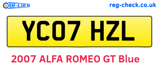 YC07HZL are the vehicle registration plates.