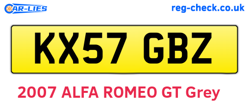KX57GBZ are the vehicle registration plates.