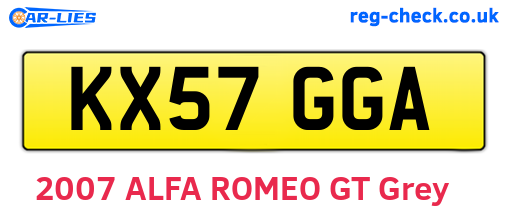 KX57GGA are the vehicle registration plates.