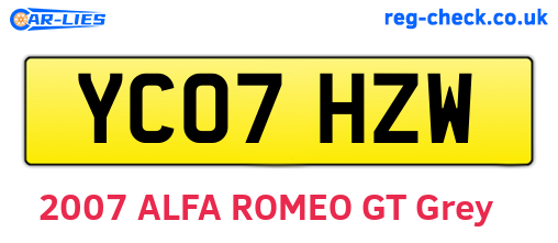 YC07HZW are the vehicle registration plates.