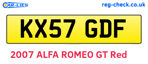KX57GDF are the vehicle registration plates.
