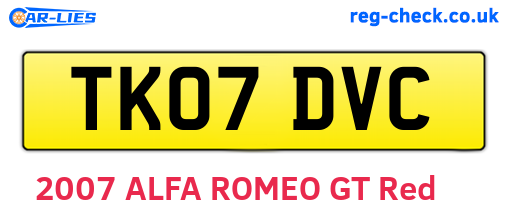 TK07DVC are the vehicle registration plates.