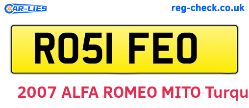 RO51FEO are the vehicle registration plates.