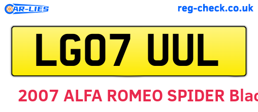 LG07UUL are the vehicle registration plates.