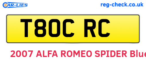 T80CRC are the vehicle registration plates.