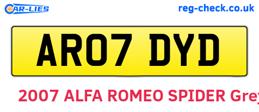 AR07DYD are the vehicle registration plates.