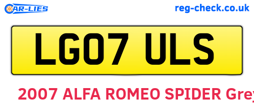 LG07ULS are the vehicle registration plates.