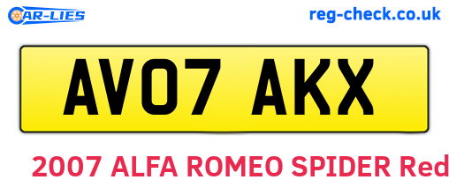 AV07AKX are the vehicle registration plates.