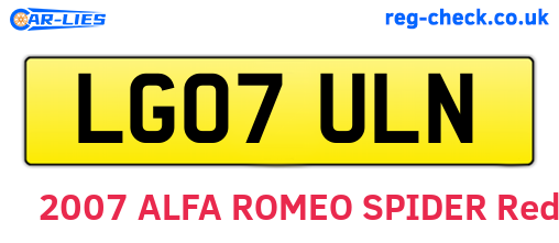 LG07ULN are the vehicle registration plates.