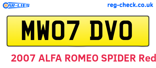 MW07DVO are the vehicle registration plates.