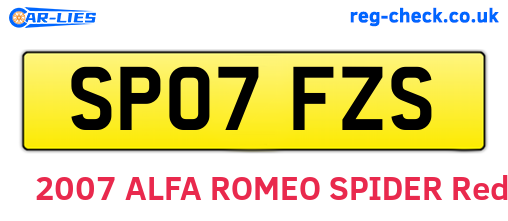 SP07FZS are the vehicle registration plates.
