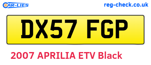DX57FGP are the vehicle registration plates.