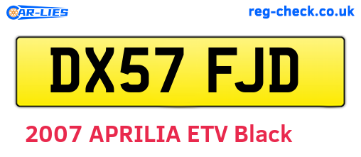 DX57FJD are the vehicle registration plates.