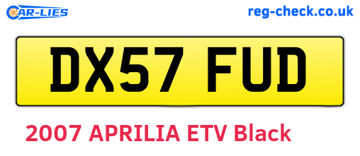 DX57FUD are the vehicle registration plates.