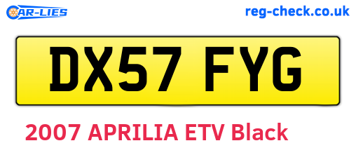 DX57FYG are the vehicle registration plates.