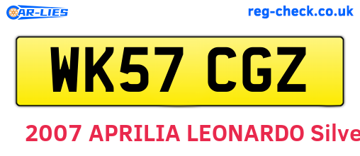 WK57CGZ are the vehicle registration plates.