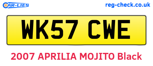 WK57CWE are the vehicle registration plates.