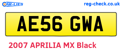 AE56GWA are the vehicle registration plates.