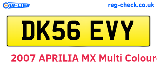 DK56EVY are the vehicle registration plates.