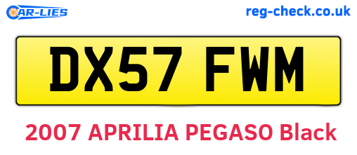 DX57FWM are the vehicle registration plates.