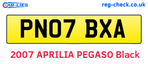 PN07BXA are the vehicle registration plates.