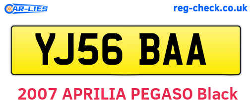 YJ56BAA are the vehicle registration plates.