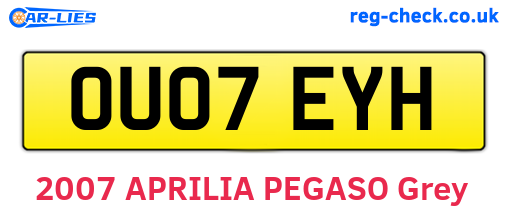 OU07EYH are the vehicle registration plates.
