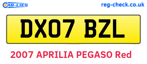 DX07BZL are the vehicle registration plates.