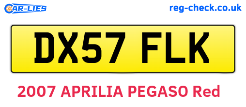 DX57FLK are the vehicle registration plates.