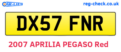 DX57FNR are the vehicle registration plates.