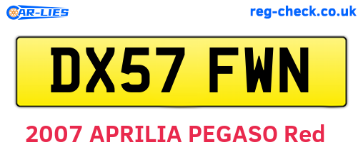 DX57FWN are the vehicle registration plates.