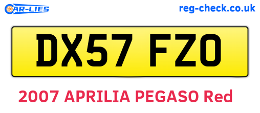 DX57FZO are the vehicle registration plates.
