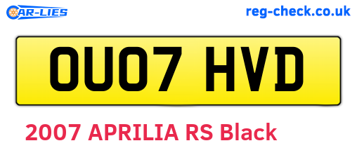 OU07HVD are the vehicle registration plates.