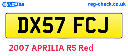 DX57FCJ are the vehicle registration plates.