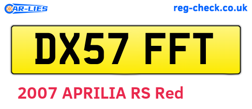 DX57FFT are the vehicle registration plates.