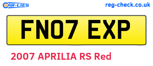 FN07EXP are the vehicle registration plates.