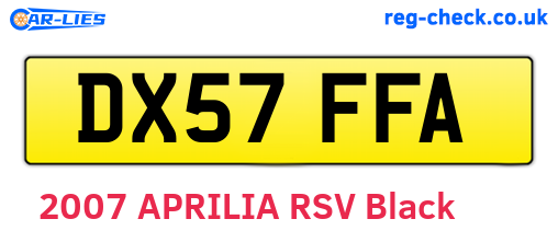 DX57FFA are the vehicle registration plates.