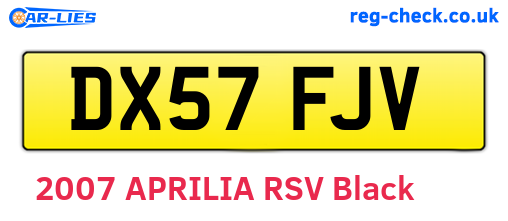 DX57FJV are the vehicle registration plates.