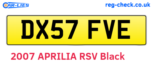 DX57FVE are the vehicle registration plates.