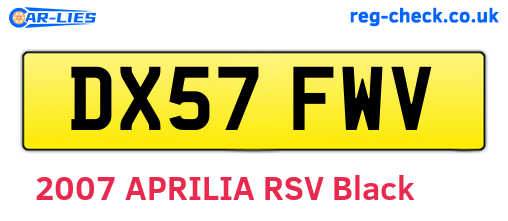 DX57FWV are the vehicle registration plates.