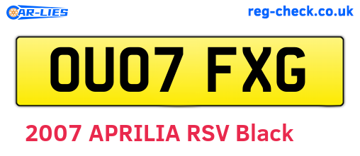 OU07FXG are the vehicle registration plates.
