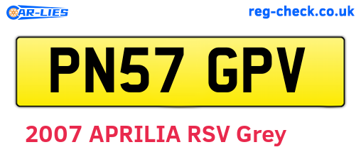 PN57GPV are the vehicle registration plates.